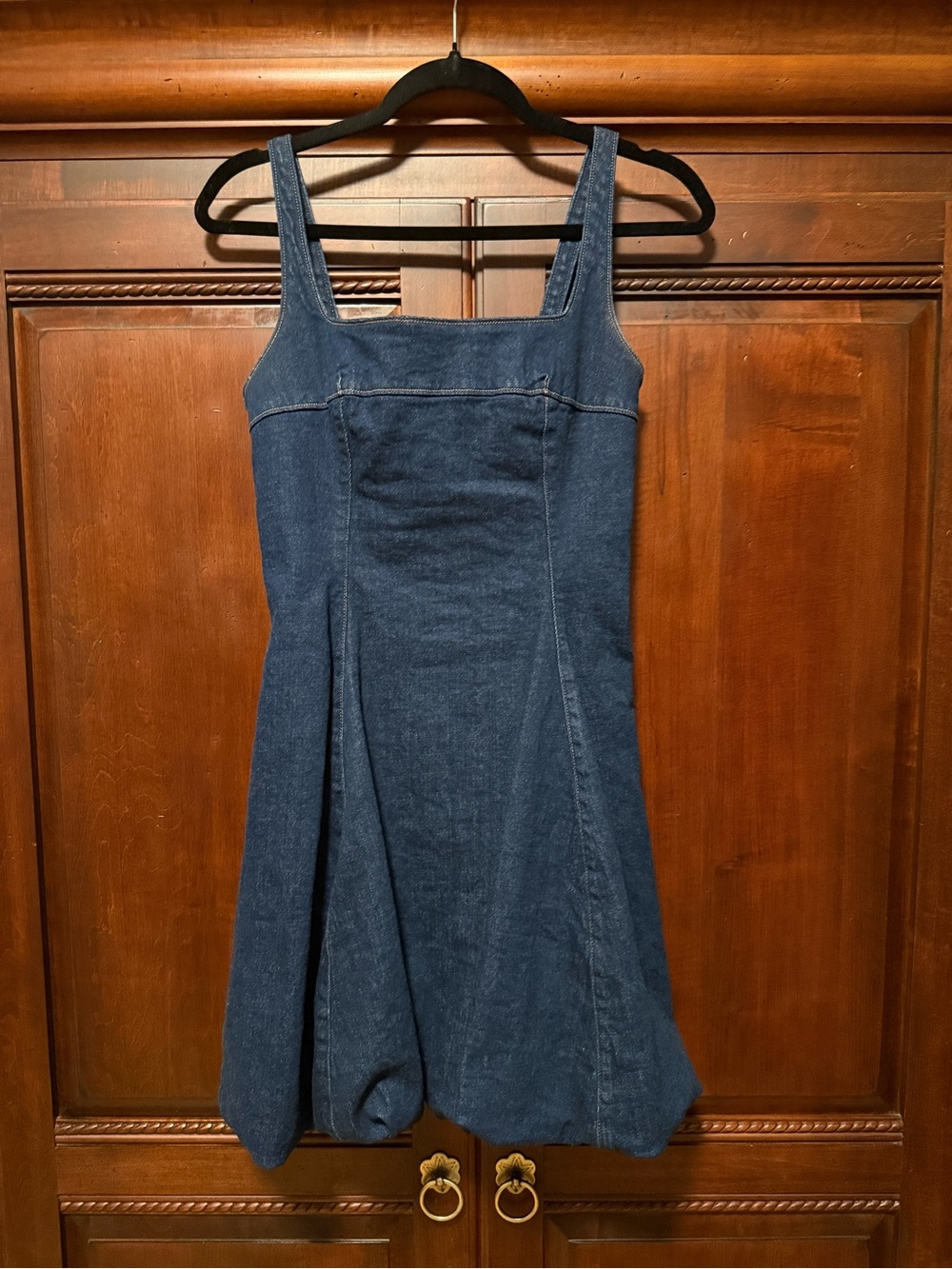 Abercrombie & Fitch Indigo Denim Square-Neck Mini Bubble Hem Dress
